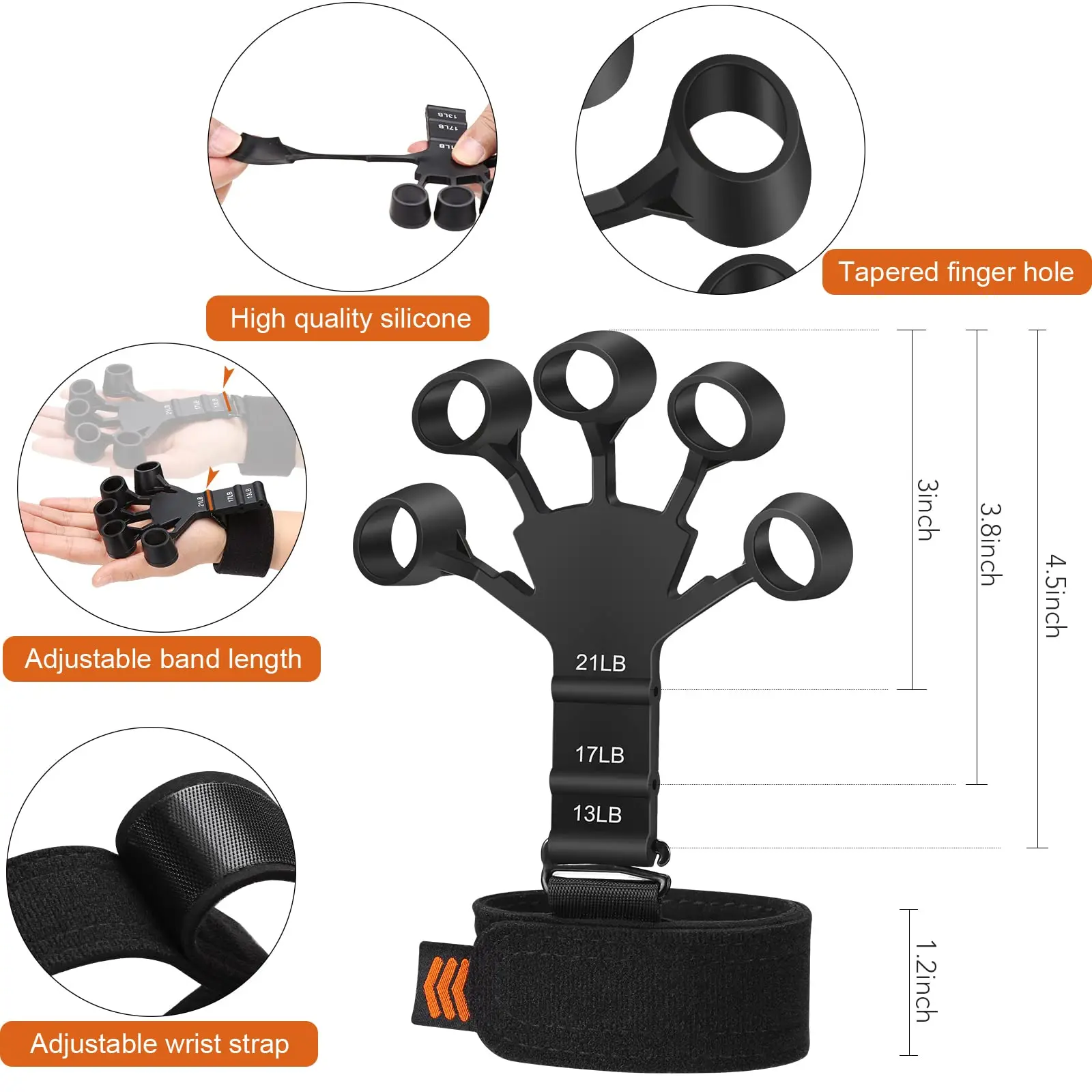 Silicone Workout Hand Grip Exerciser Hand Therapy Exerciser Finger Resistance Bands Strengthener