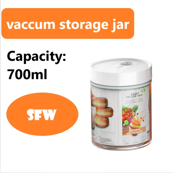 Eco friendly kitchen vaccum storage 700ml high borosilicate airtight glass jar Automatic suction valve lid