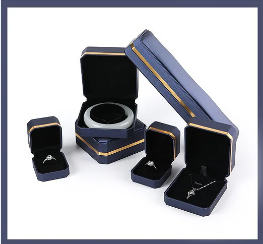 FORTE Personalised Gold Trim Decorate Leather Jewelry Box Custom Jewelry Boxes Luxury Jewellery Packaging  Super September