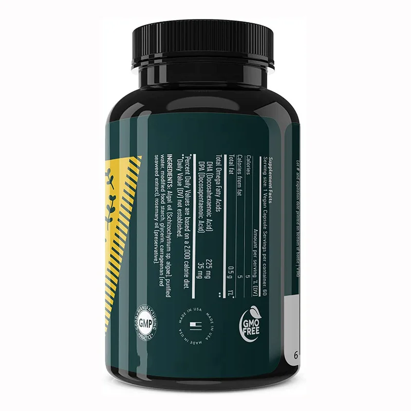 Private Label improving heart health DHA Algae Oil Omega 3 Vegan Capsules