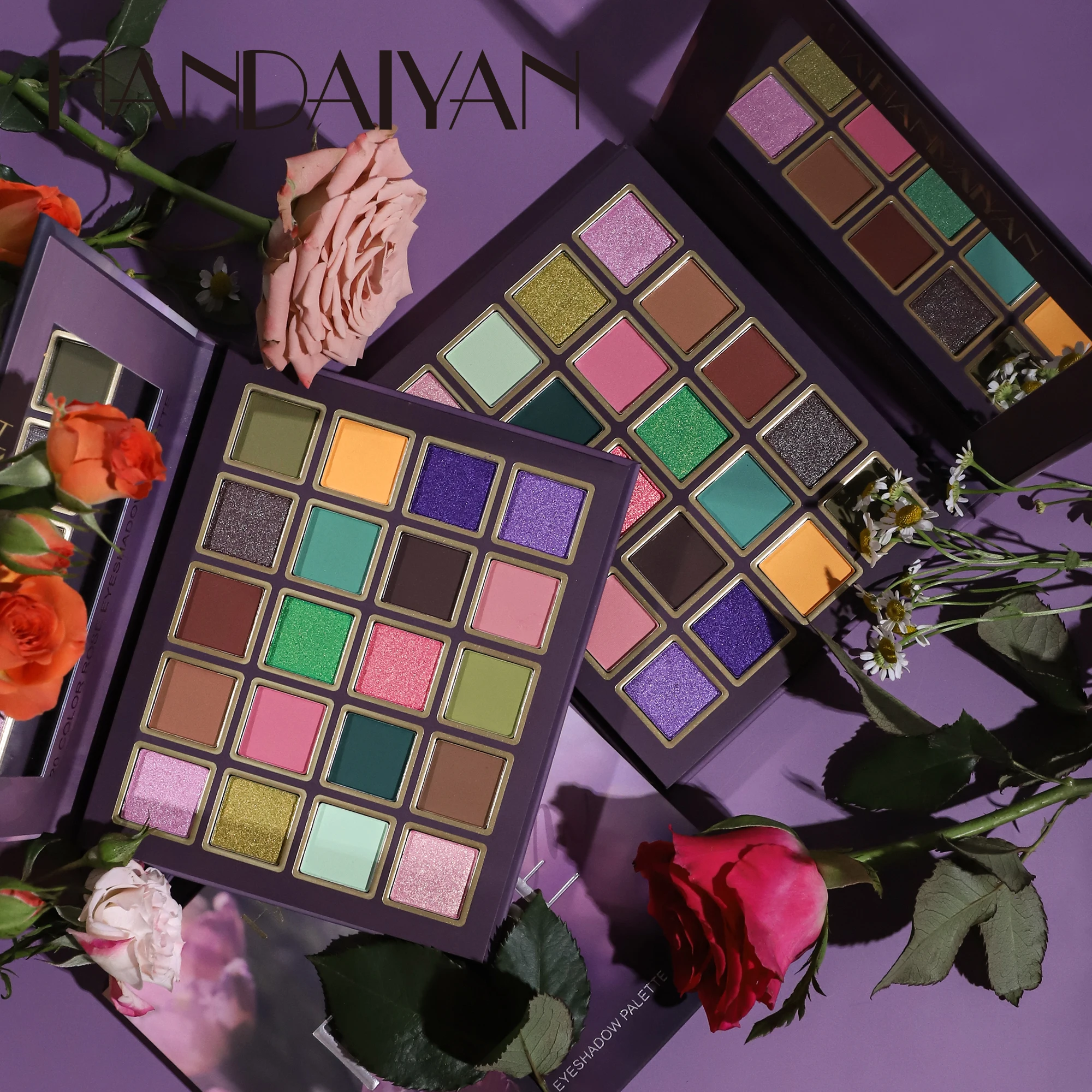 HANDAIYAN 20 Colors Rose Matte Shimmer Eyeshadow Palette High Pigmented Vegan Stage Make-up Cosmetics