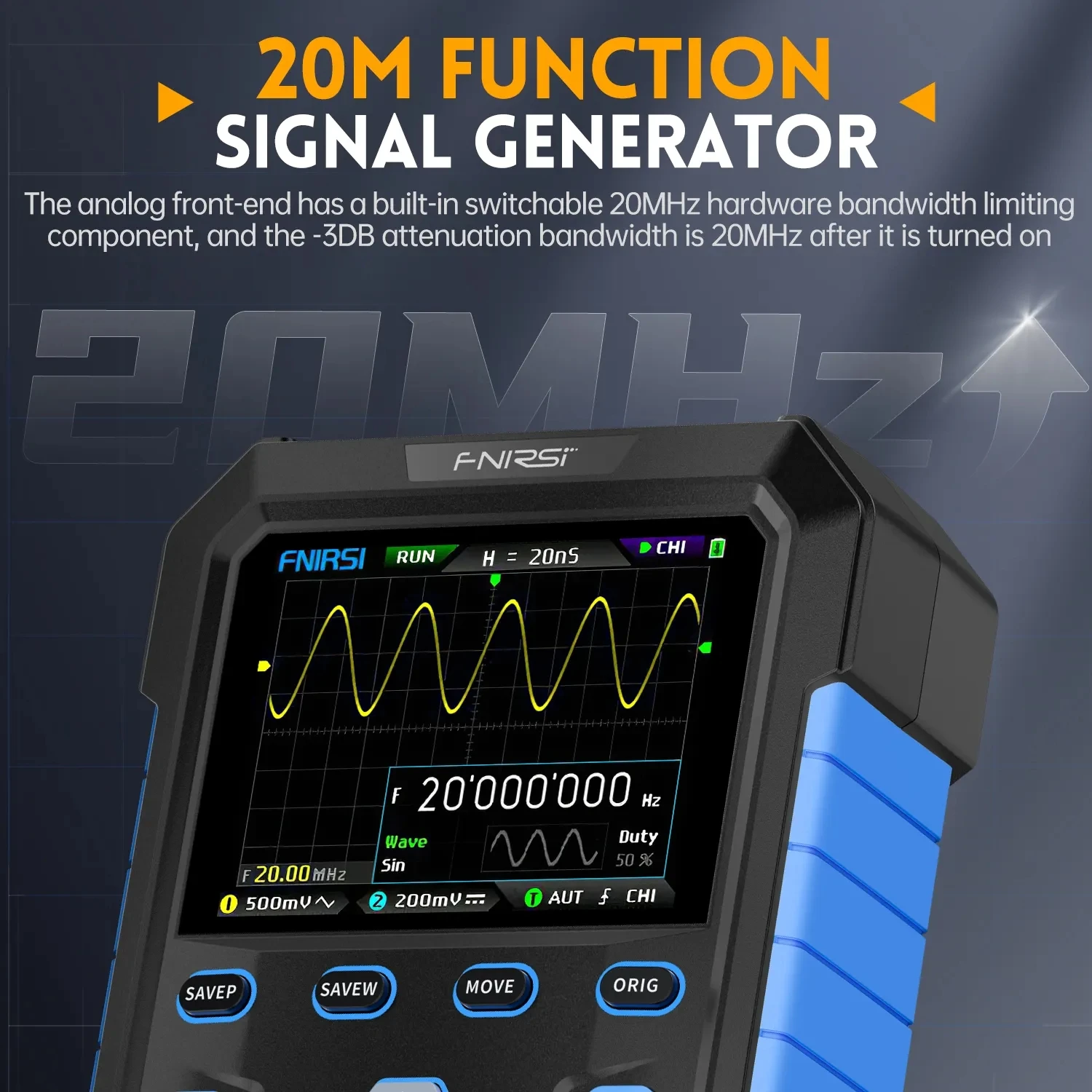 FNIRSI DPOX180H 180MHz 3DB 2in1 Dual Channel 20Mhz Signal Generator ZOOM XY FFT Oscilloscope