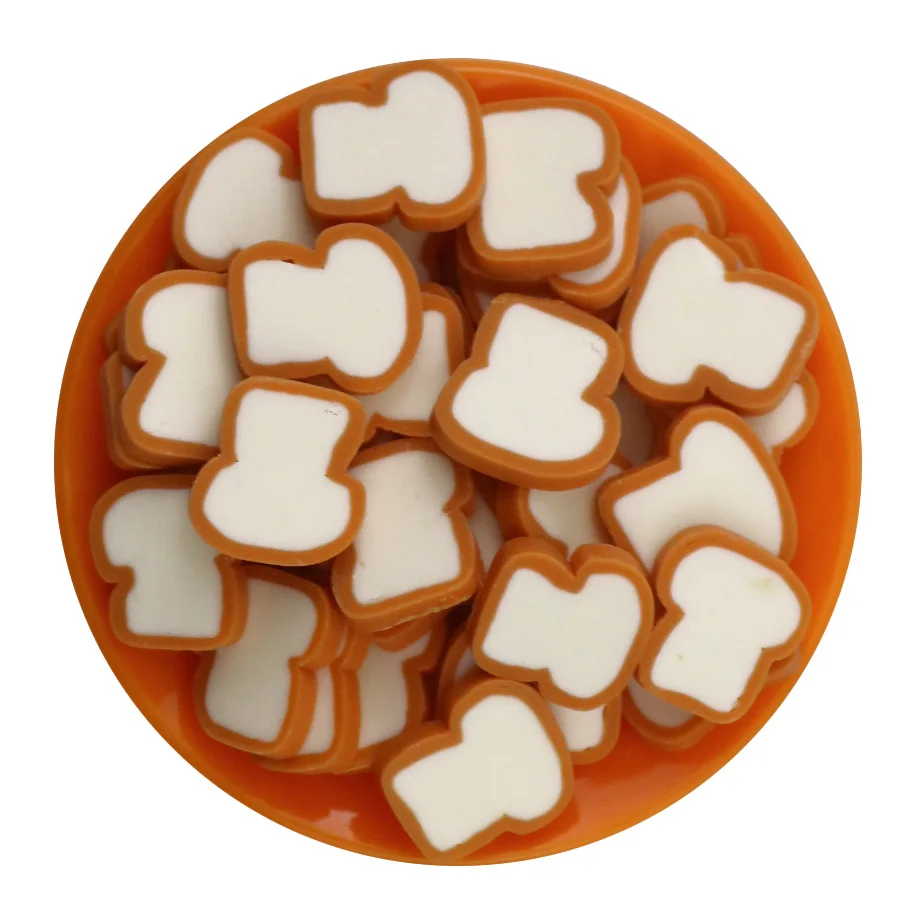 500G 10MM Miniature Food Toast Bread Polymer Clay Sprinkles Slices Toast Bread for Slime DIY Craft Art Decoration Nail Tumblers
