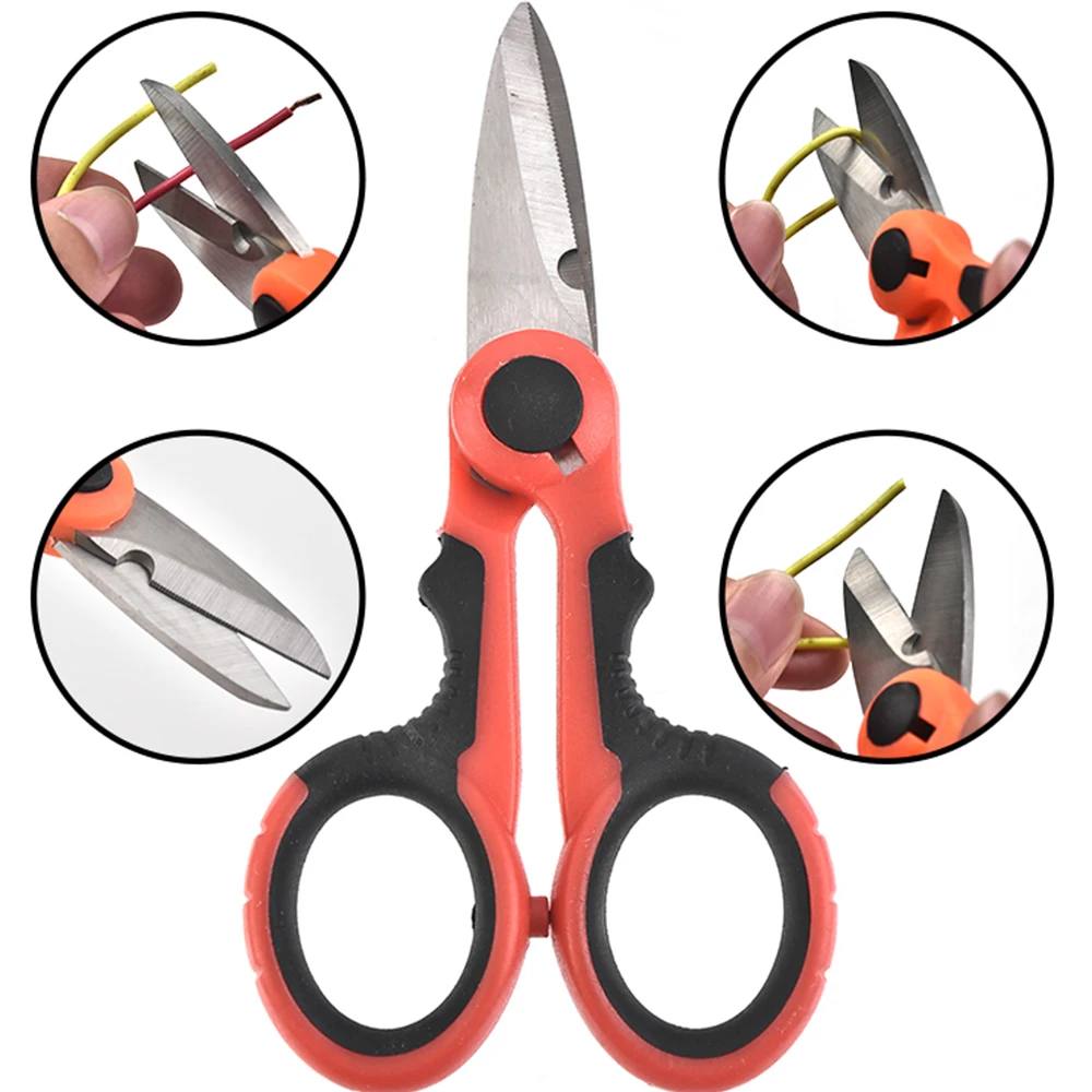 Multifunction Electrician Stainless Steel Plastic Handle Scissors Wire Cutter Cable Cutting Engineering