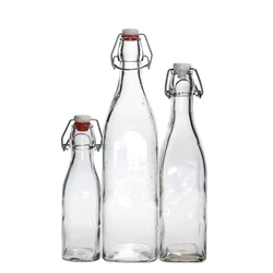 Custom Design Swing Top Liquid Bottle 250ml 500ml 1000ml Beverage Square Glass Beer Bottle