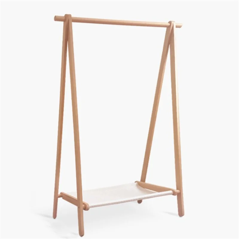 Nordic simple bedroom floor hanger creative living solid Wooden floor hanger