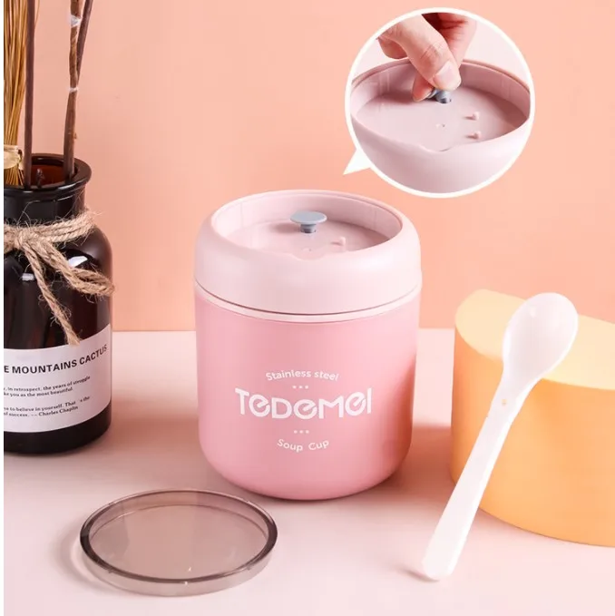 2021 hot selling Homio Tedemei Manufacturer colorful 304 stainless steel breakfast soup cup food container