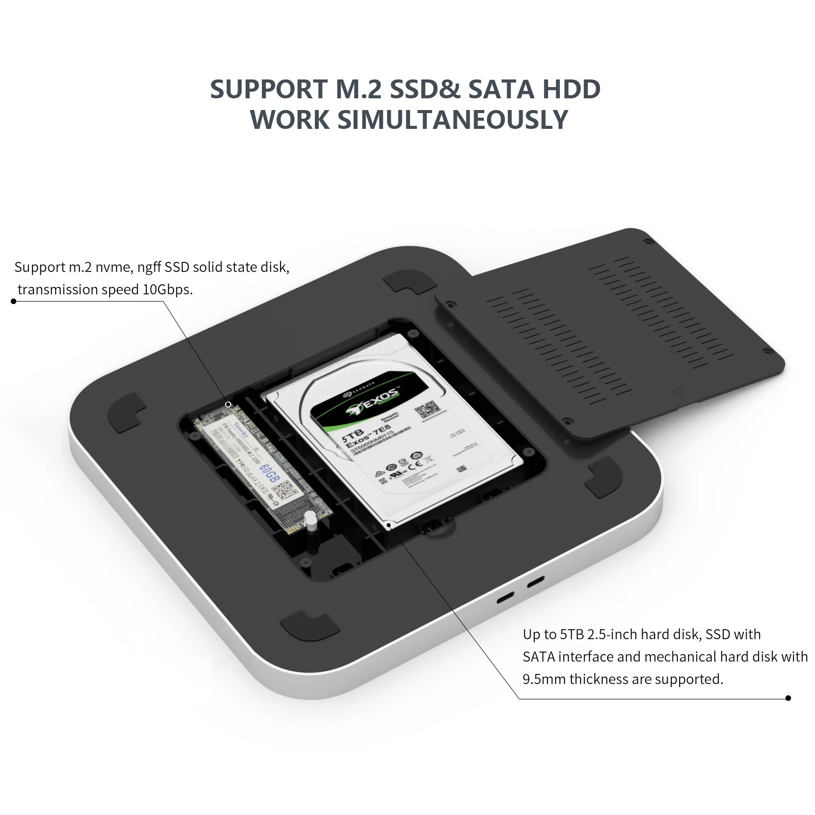  Док-станция Colorii MC25 Pro для Apple M1 с M.2 NVMe NGFF 10 Гбит/с 2 5 SATA SSD/HDD Mac mini hub 2020