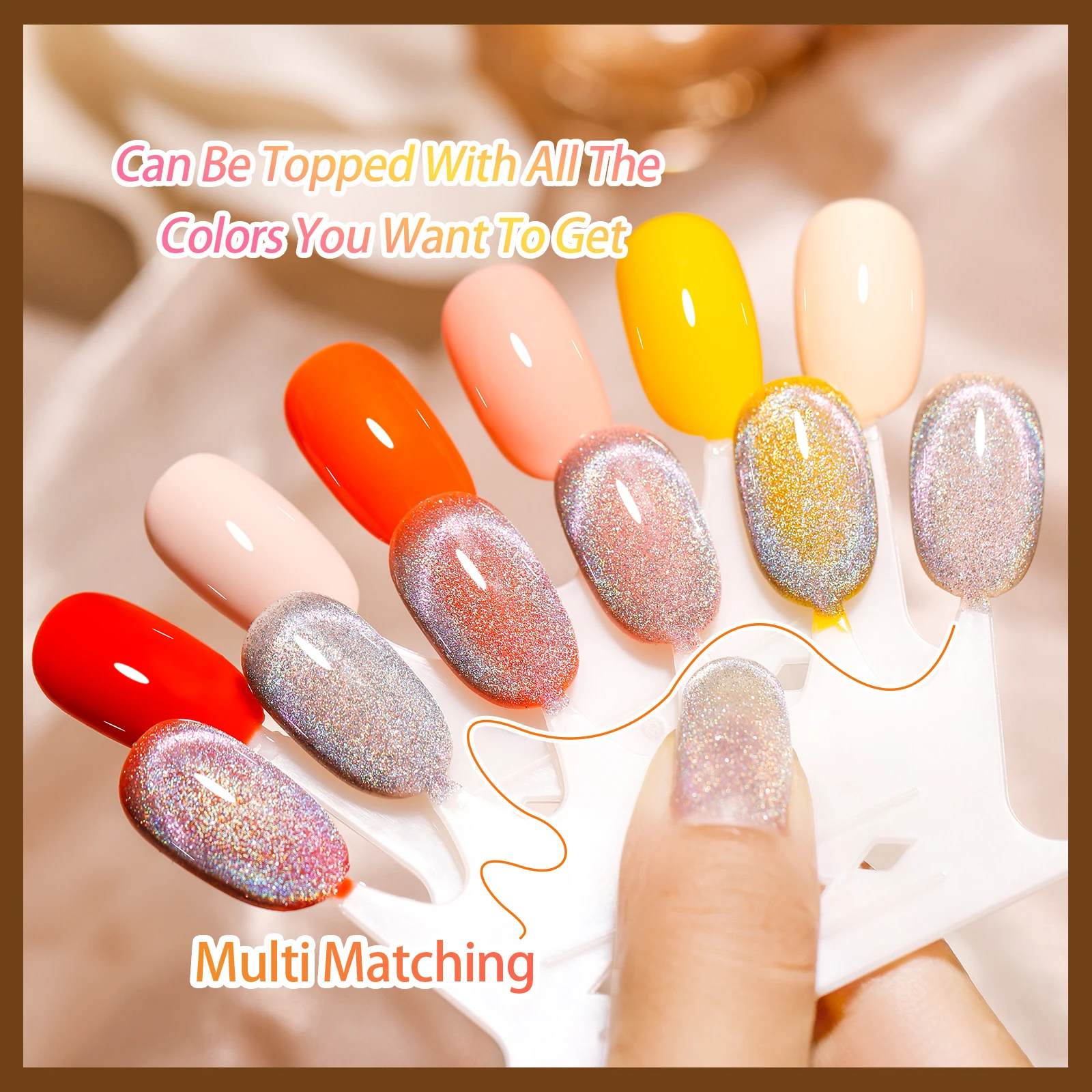 Vendeeni New Trendy Private Label Reflective Holographic Cat Eye Gel  Flashing Rainbow Laser Cat Eye Gel Top Coat