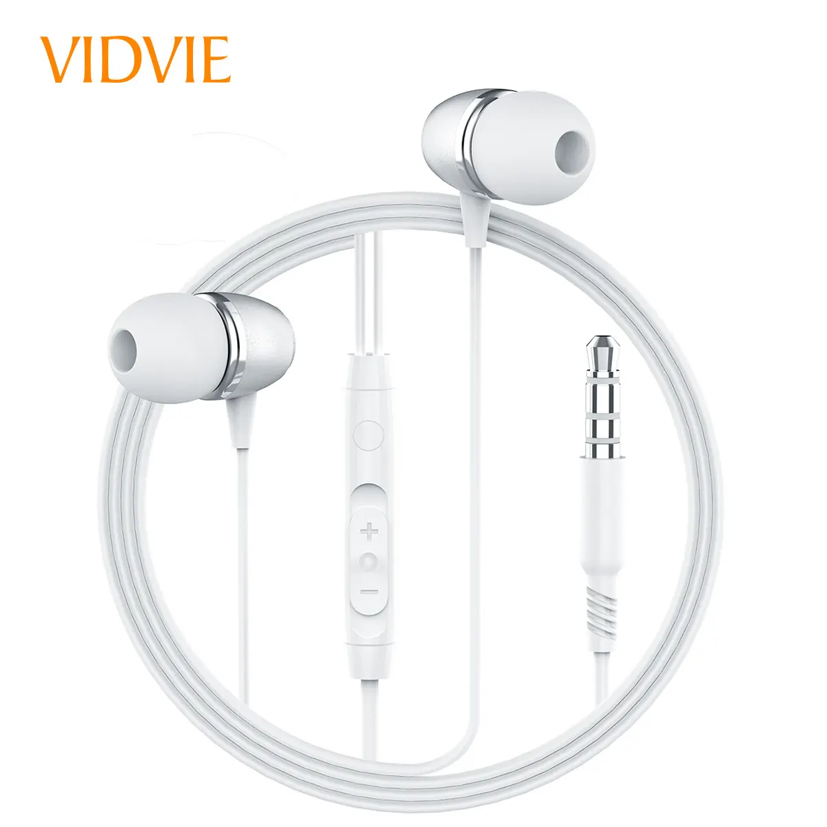 VIDVIE 2021 Newest 3.5mm Plug Metal Shield Wired Earphone with Mic Volume Control Button HS649 Cheap Wire Handsfree