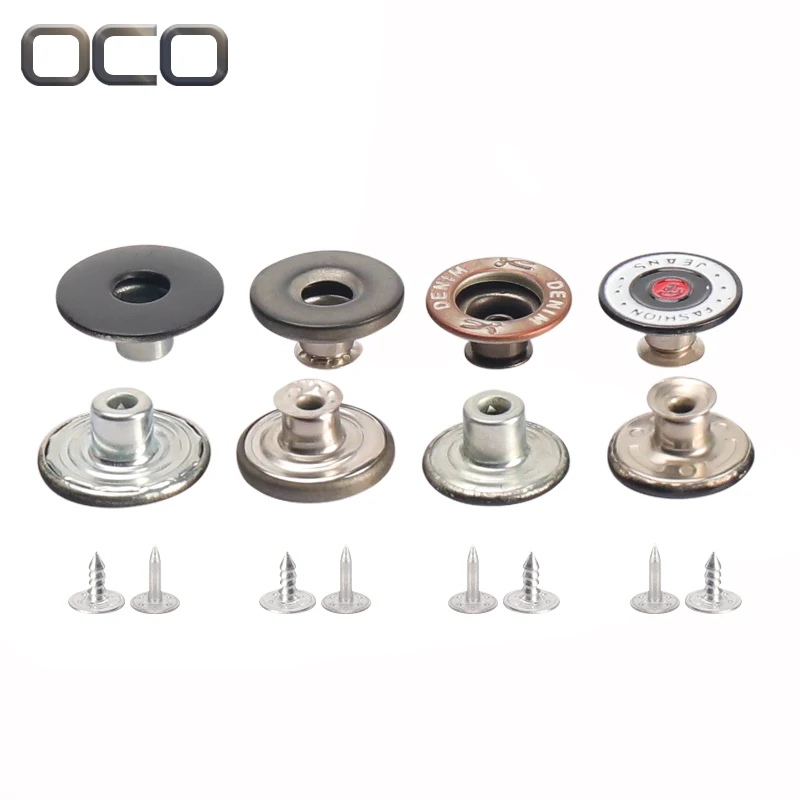 OCO Garment accessories metal buttons custom logo denim metal jeans pants riveted buttons for clothes