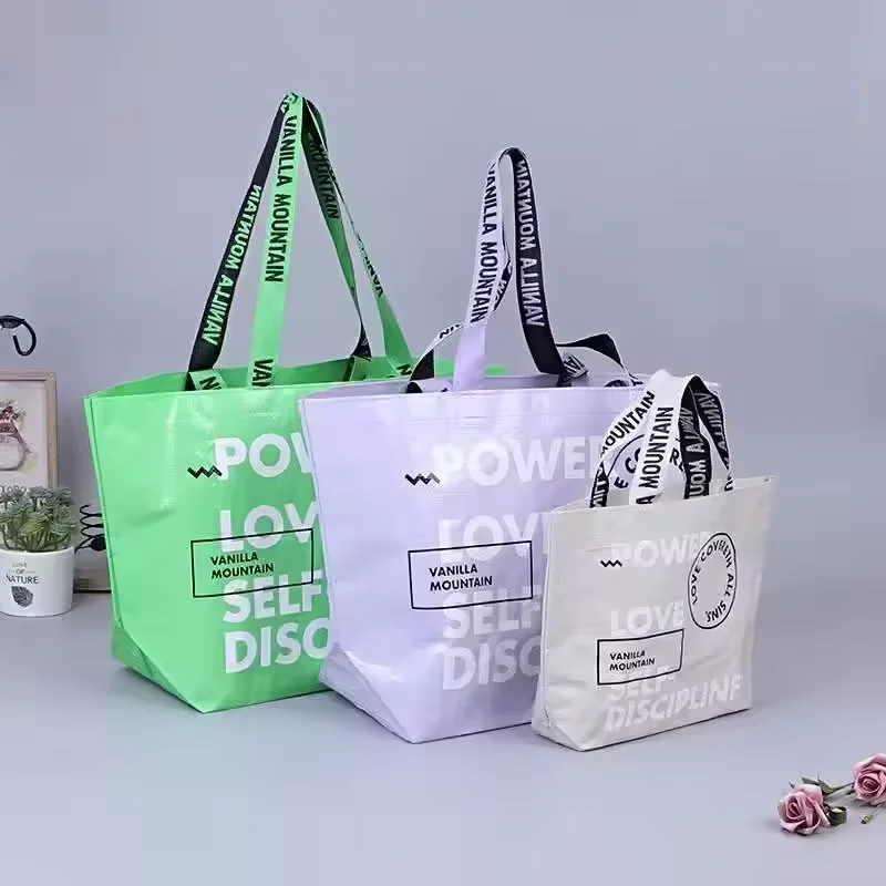 Wholesale customized pp woven fabric reusable eco-friendly shopping tote bags durable waterproof pp woven bag