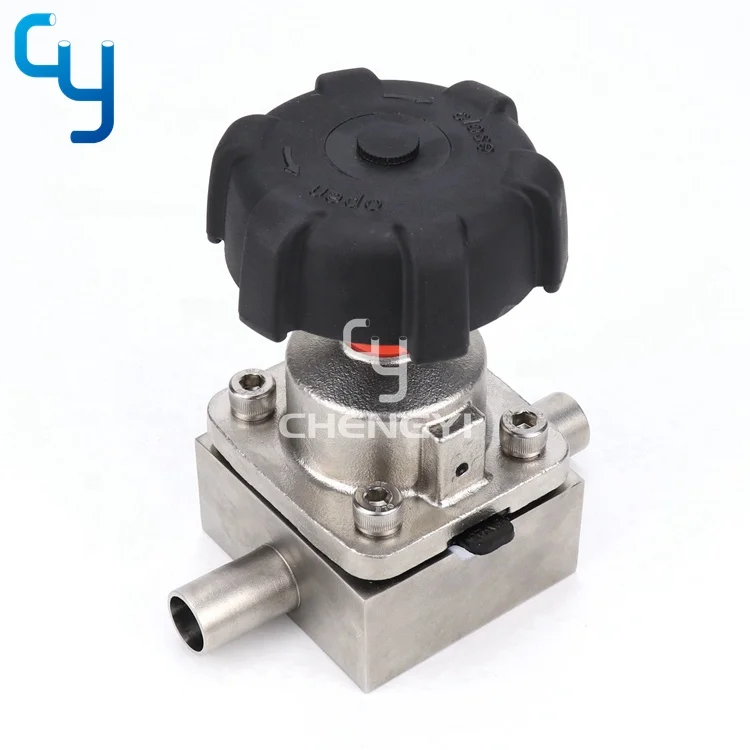 DN25 Welded stainless steel  straight through direct way manual diaphragm valve