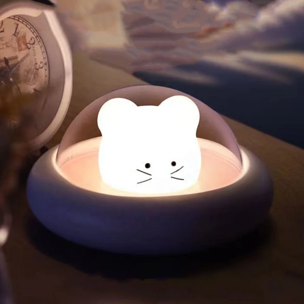 Wholesale Baby Nursery Lamp USB Silicone Night Light Bedside RGB Pat Light LED Cartoon Color Changing Light Gift Home Decor