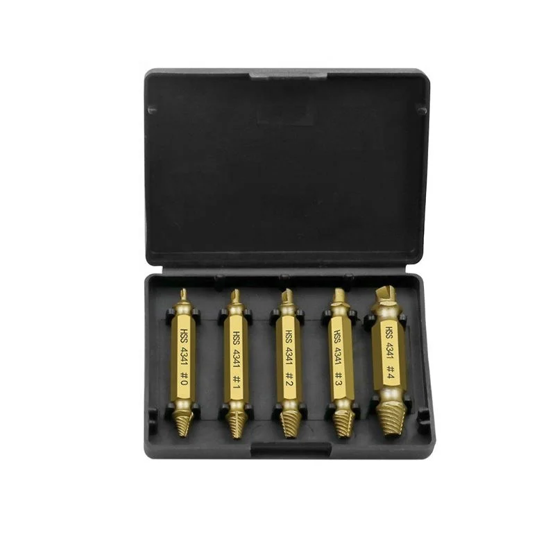 5pc HSS4341 Titanium Coating China Wholesaler Damaged Bolt Broken Screw Extractor Set