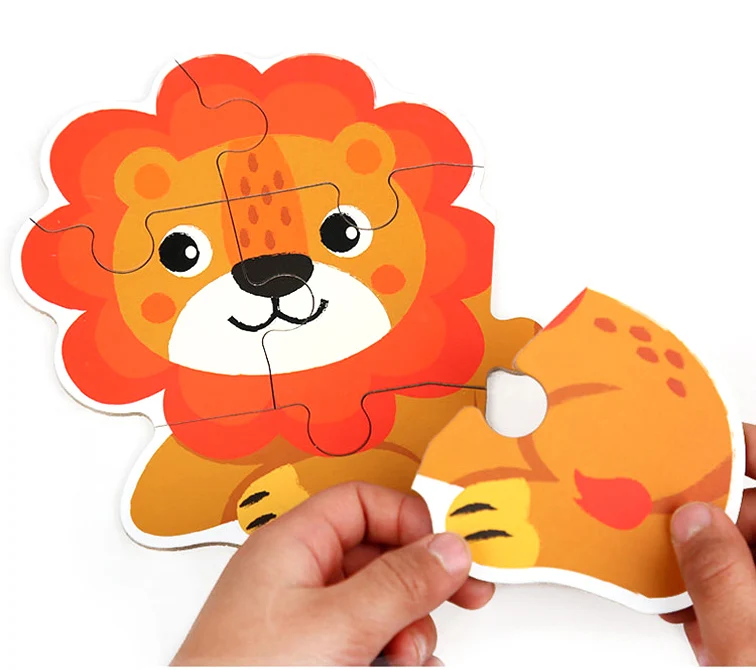 YMK in stock! Animal Traffic Character diy cartoon puzzle early education tin box jigsaw puzzle 6 in 1 for Children wholesale