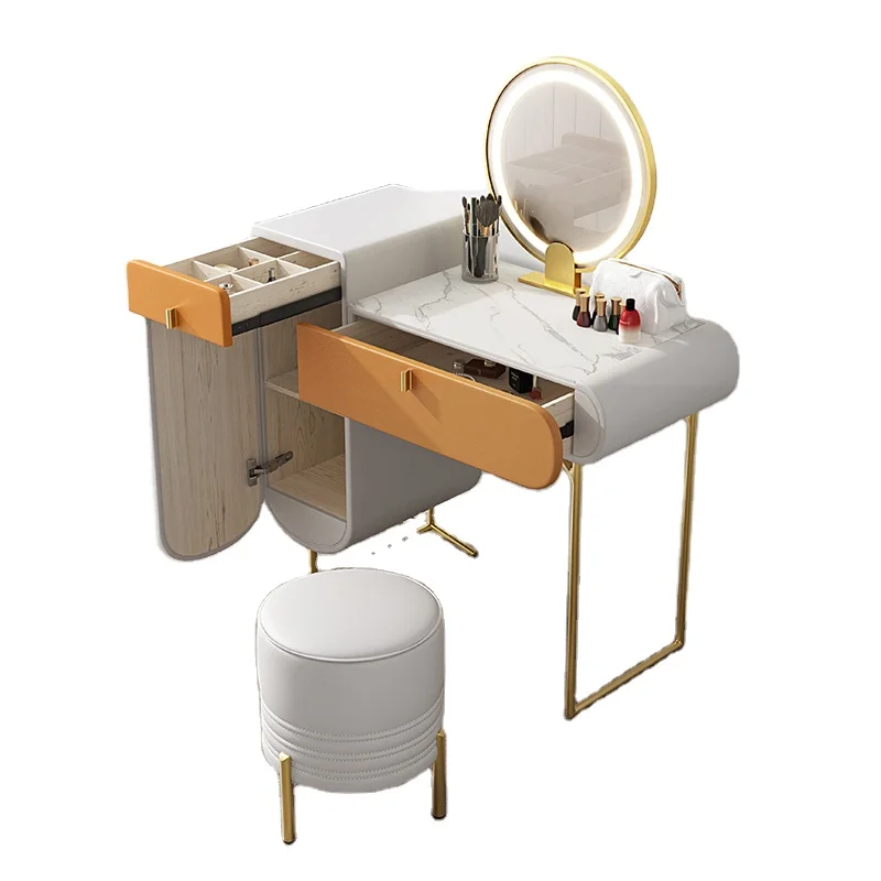 Light luxury dressing table bedroom dressing table with mirror and stool modern minimalist storage dressing table