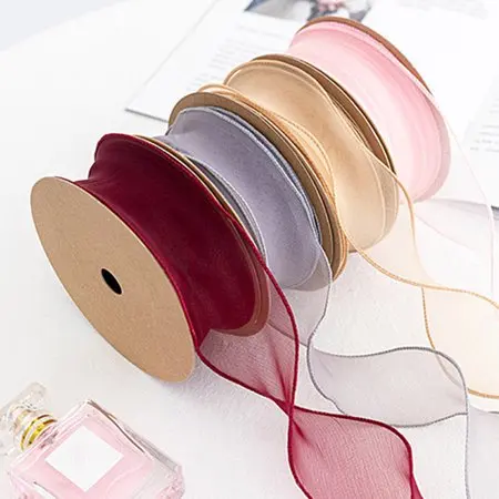 Wave Silk Organza Ribbon Bow Material for Hair Ornament Gift Wrapping Decoration DIY Sewing Fabric Clothing Accessories