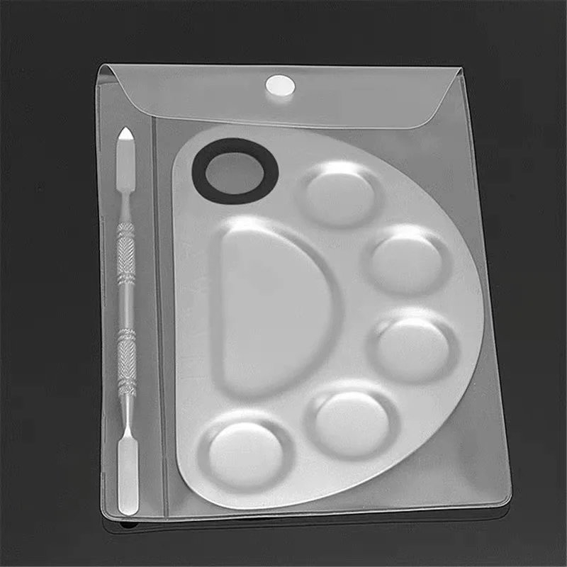 Stainless Steel Palette with Stick Set Makeup Foundation Painting Palette Nail Art Makeup Toning Beauty Tools