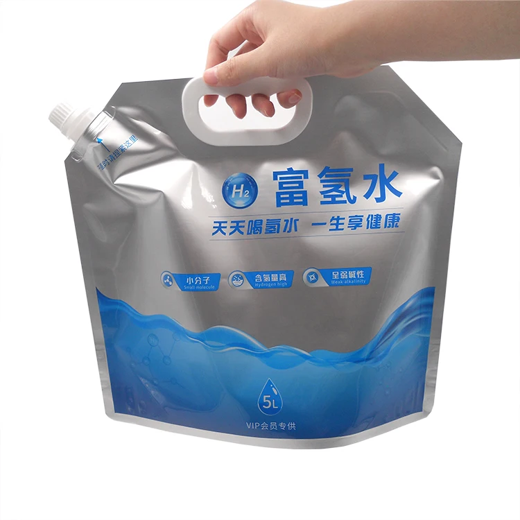 Custom 5L Hydrogen Water Bag Leakproof Aluminum Foil Spout Pouch Drinking Water Storage Bag Container with Handle