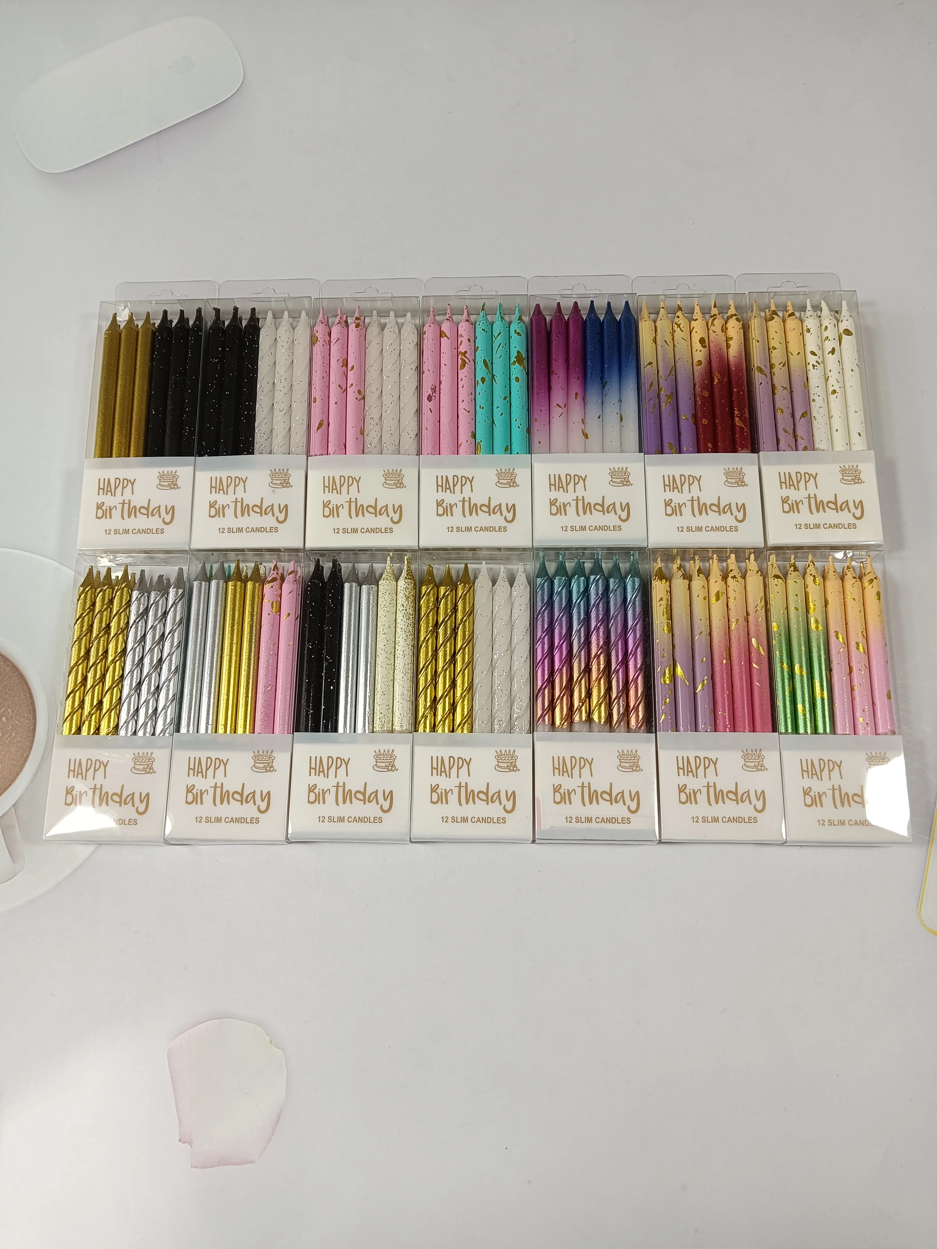 New Style Birthday Candles Colorful Long Thin Birthday Candle For Cake Decor