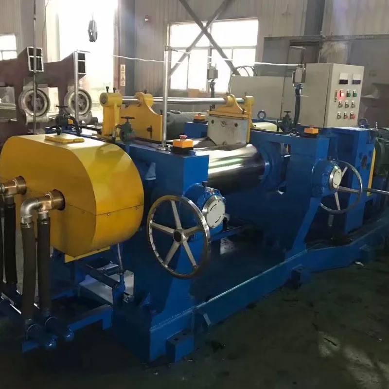XK-450 shaft rubber two roll mixing mill with automatic stock blender for sale
