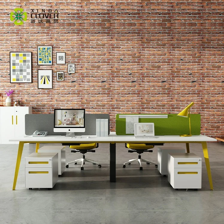 
Melamine desktop office table linear 4 person office work station office desk 