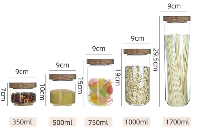 Kitchen Leakproof Mouthblown Heat Resistant Borosilicate Threaded Glass Spice Jar Set
