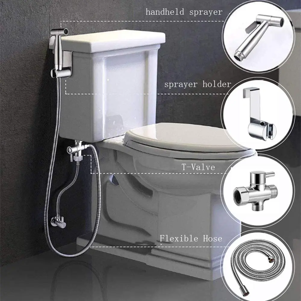 Redge - Handheld Bidet Sprayer for Toilet-Adjustable Water Pressure Control with Bidet Hose for Feminine Wash, Stainless Steel
