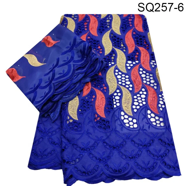 AF swiss lace + silk lace set fabric american 100% Cotton Material and Combed Yarn Type garment swiss handcut lace fabric