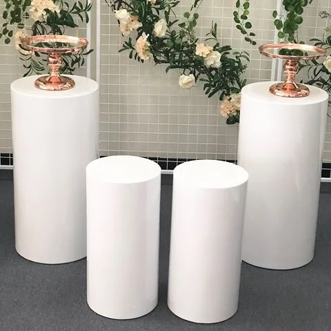 MYDARB Set of 5 Acrylic round cylinder pedestal white acrylic plinths display stand for wedding decoration