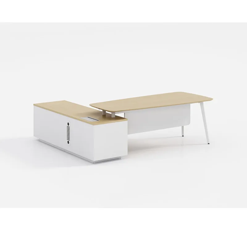 Custom Four-Person Seats Staff Workstation Wood Panel Office Desk with Cabinet open workstation