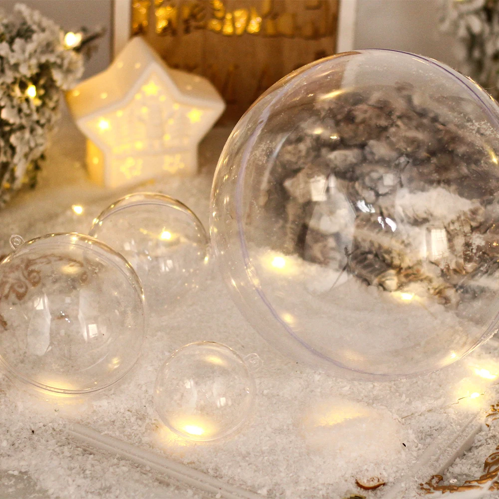 Factory PS 4CM-30CM Openable hollow Hanging clear transparent Xmas Christmas Ornaments Plastic Ball