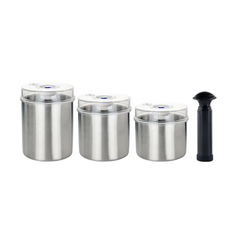 Kitchen Airtight Storage Jar Stainless Steel Coffee Container Vacuum Sealer Container with Pump