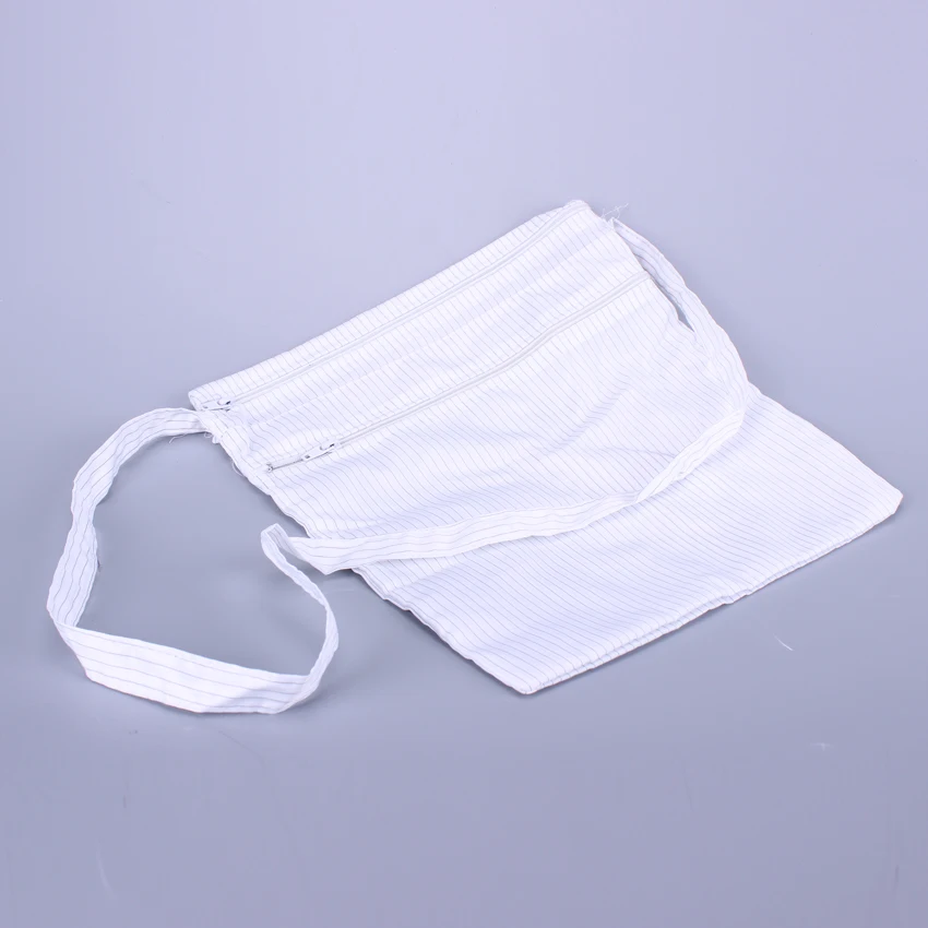 Double Zipper 5mm stripe Polyester ESD Fabric Bag Anti-static Dust Free Esd Cleanroom Clothes Shoes storage bag