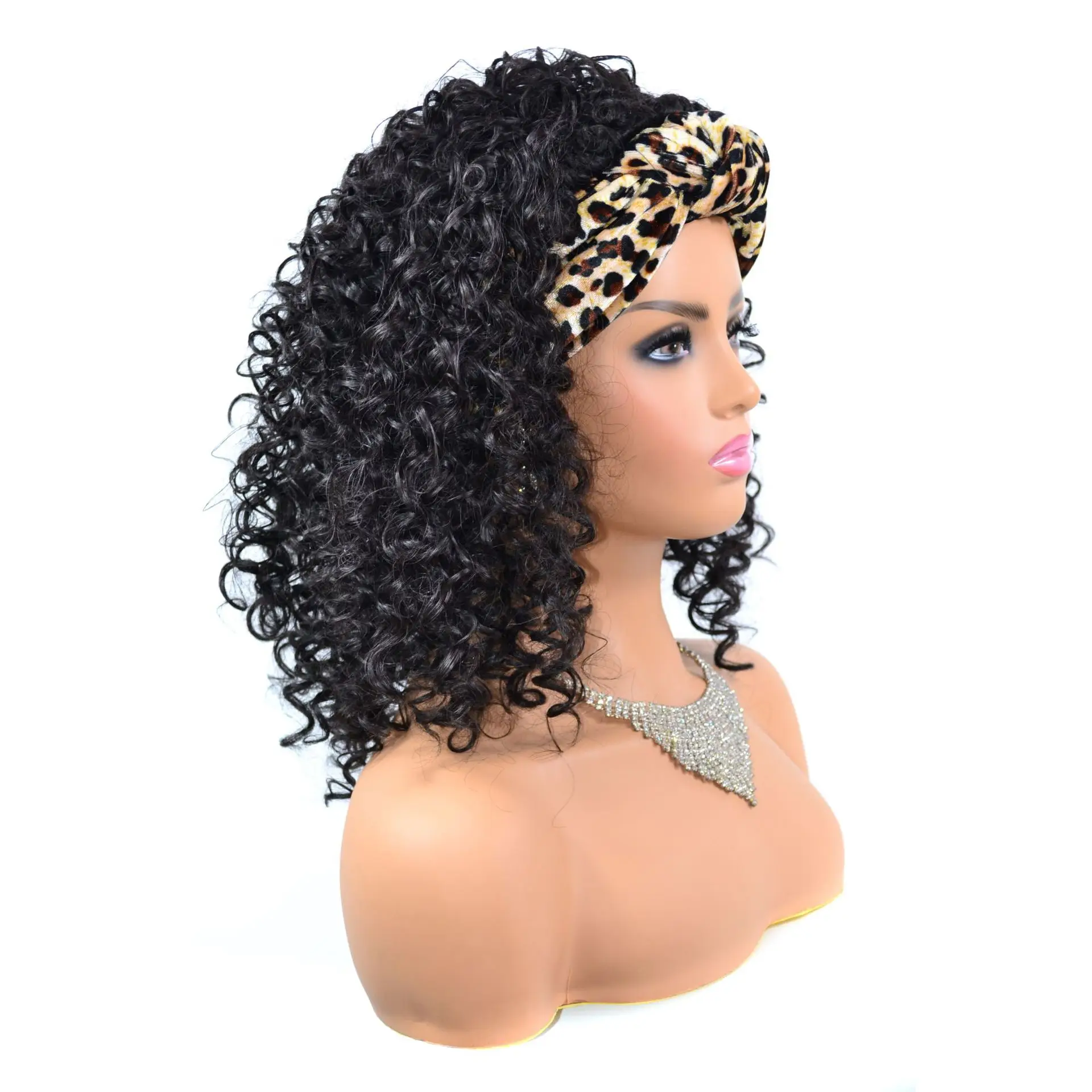 Good Quality Sexy Deep Curly Wigs Medium Length Headband Wigs Human Hair Cheap Prices Pre Pluck Lace Wig