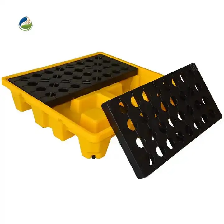 wholesale removable industrial safety hazardous Chemicals Modular plastic PE poly 4 drum oil spill pallet
