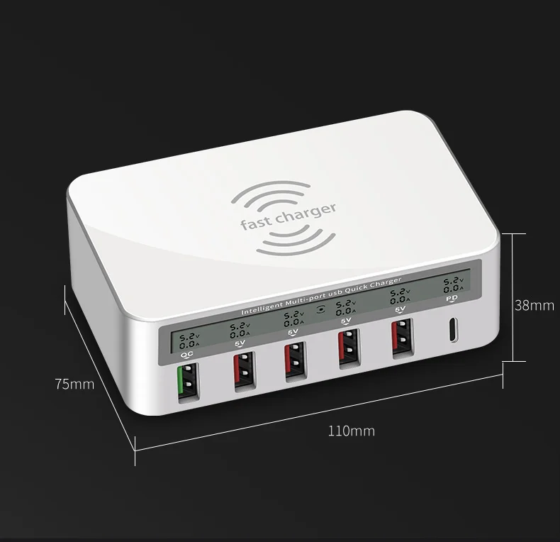  Портативное зарядное устройство с 6 usb-портами универсальное type-c qc 3 0 pd qi зарядная станция несколькими адаптер для