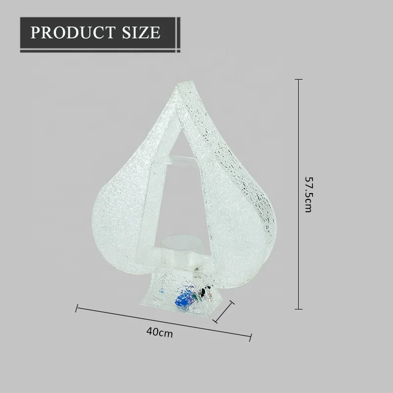 Creative Ace of Spades clear ice rock Acrylic wine lights base Wedding bar nightclubs rack Champagne bottles Display holder