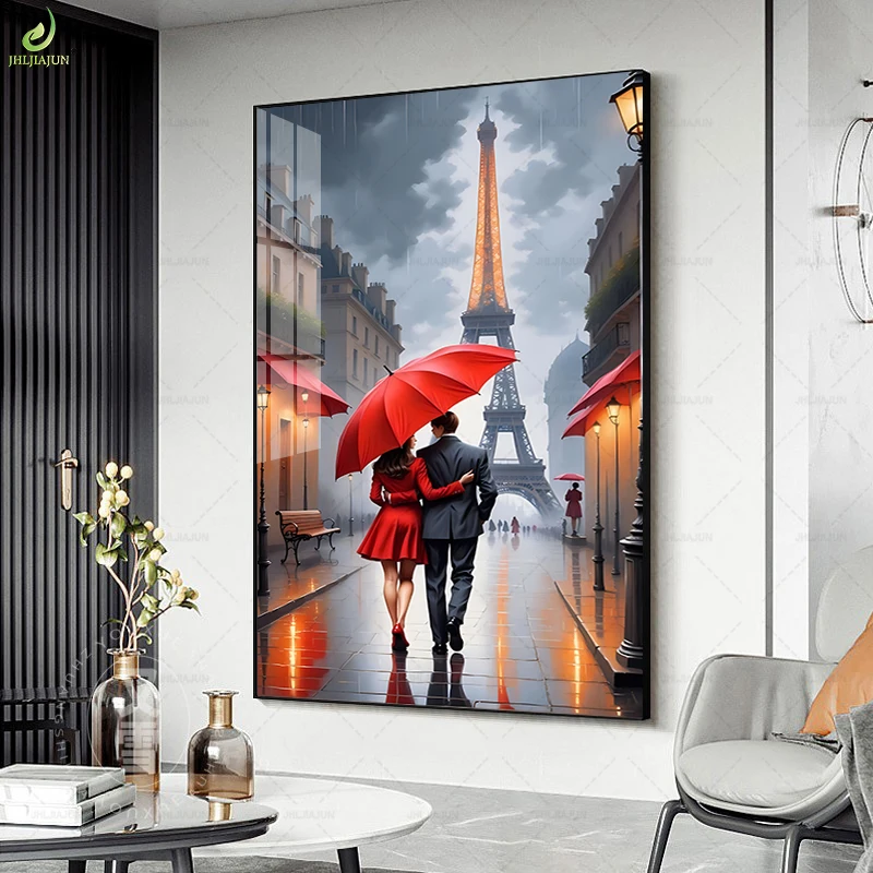Original City scape Large Wall Art Minimalist Abstract Eiffel Tower Landscape Modern wall acrylic painting abstract home decor