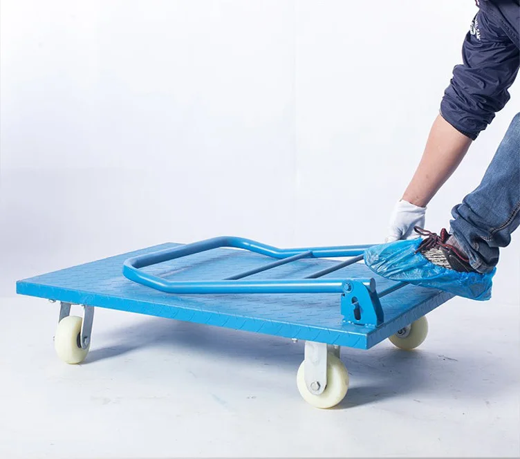 Foldable goods transport handle trolley