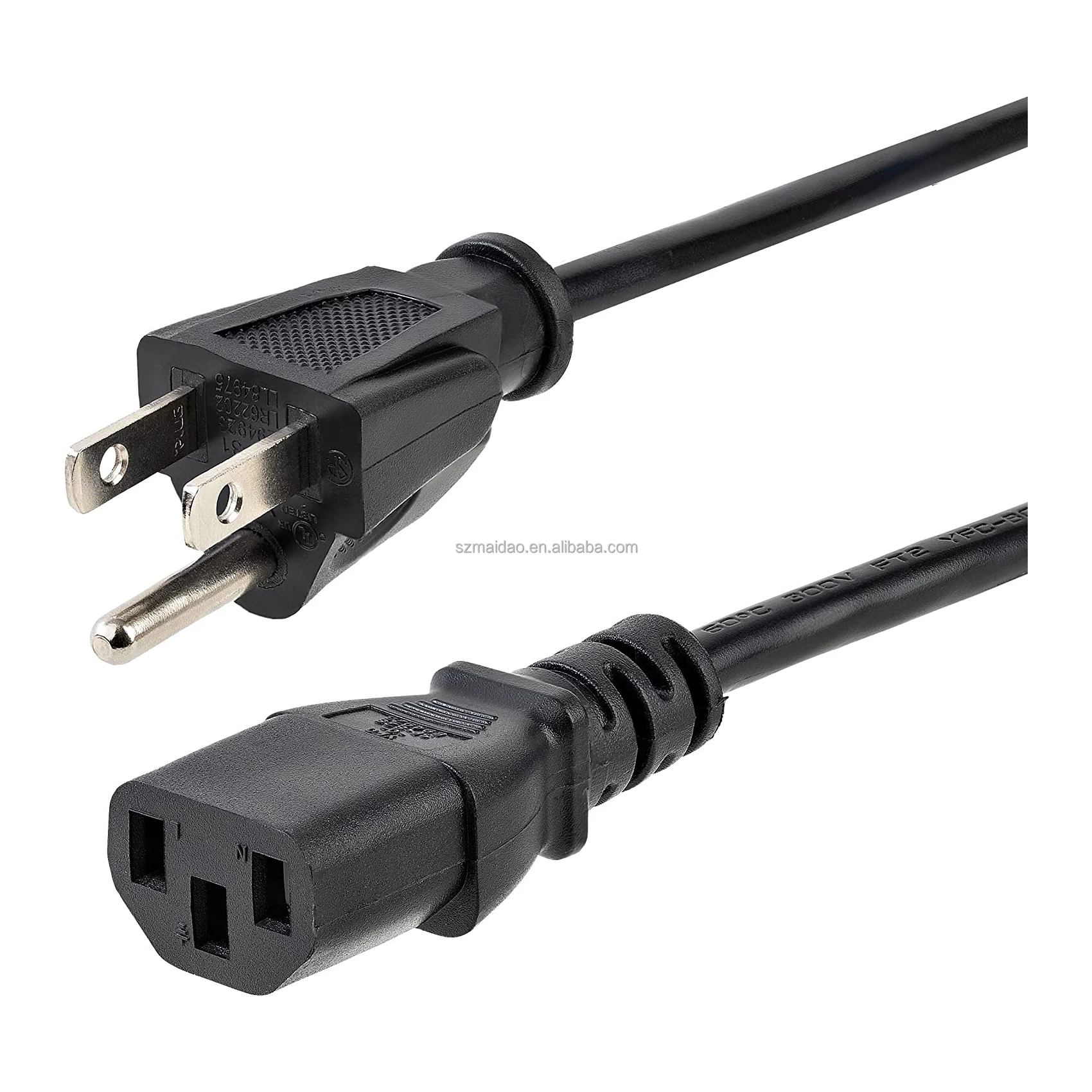 10ft (3m) Computer Power Cord, NEMA 5-15P to C13, 10A 125V, 18AWG,Replacement AC Power Cord for ,PC  Printer