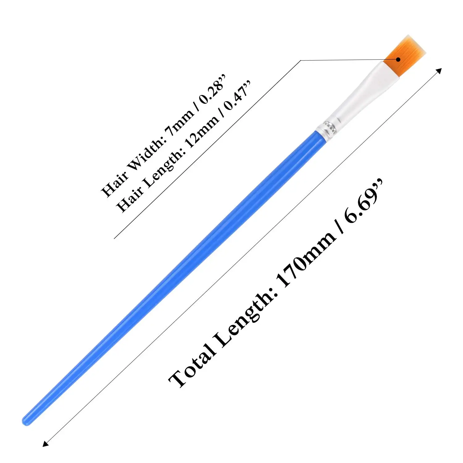 paint brush set cheap factory blue nylon hair flat watercolor acrylic gouache art supplies artist paint brush