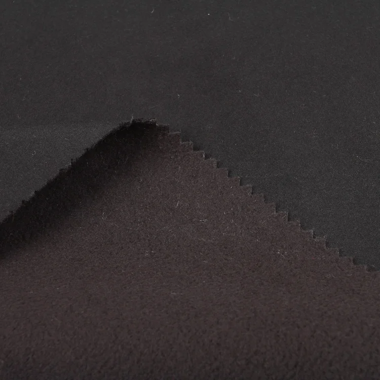 100D softshell fabric bonding knitted four way stretch bonded fabric with micro knitted fleece backing