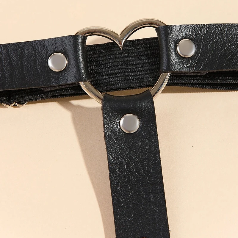 Wholesale Punk Heart Pu Leather Garter Belt Goth Rock Elasticity Body Harness Leg Harness Bondage Belts