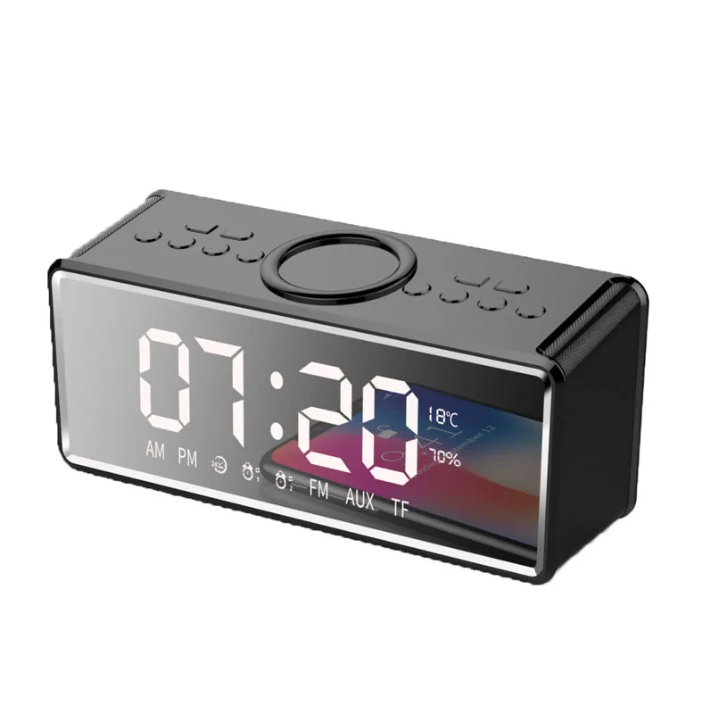 Aomago HIFI Качество звука FM радио Беспроводное зарядное устройство часы динамик с зеркальным экраном дисплей