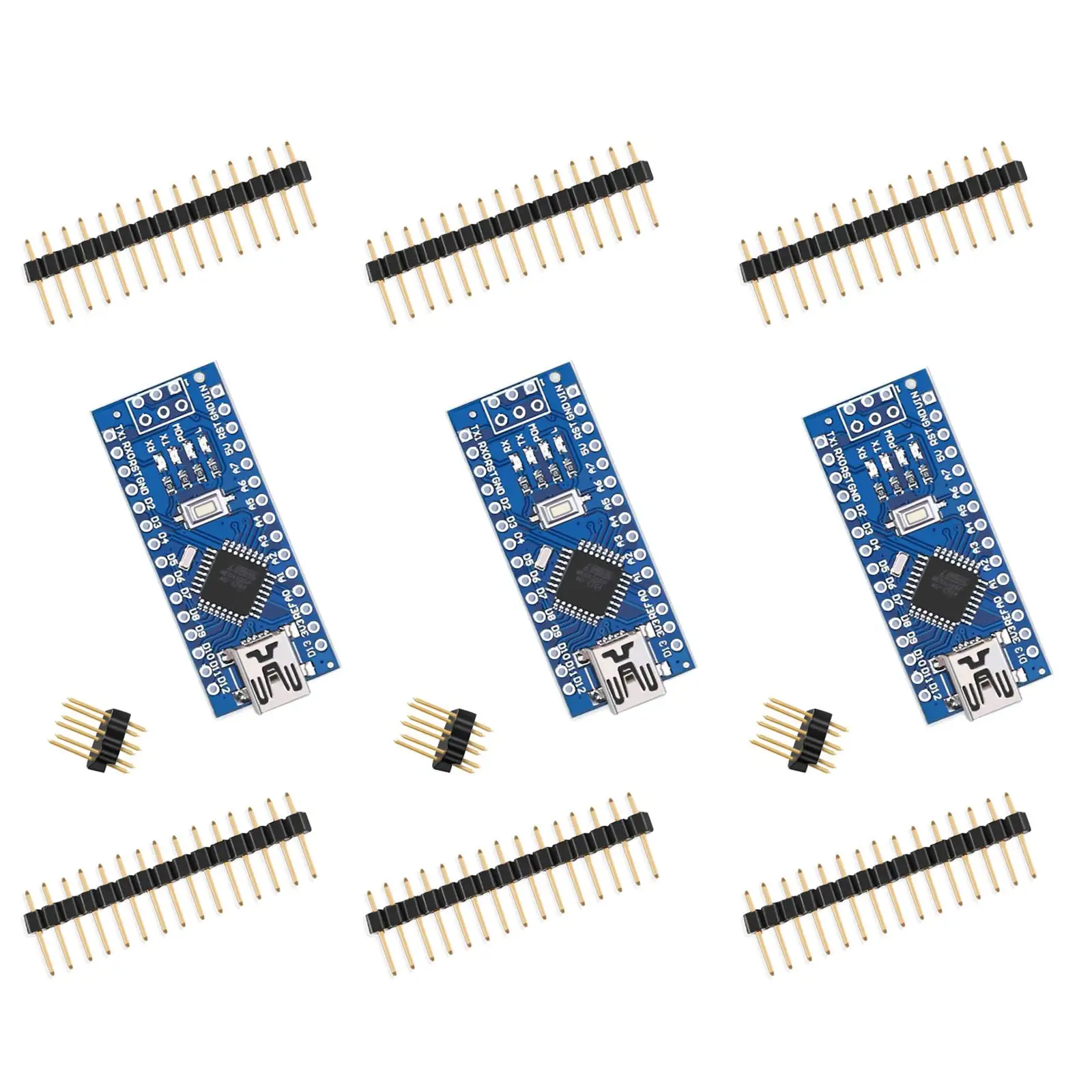 Nano V3.0, Nano Board ATmega328P 5V 16M Micro-Controller Board Compatible with Arduino IDE (Nano x 3 with USB Cable)