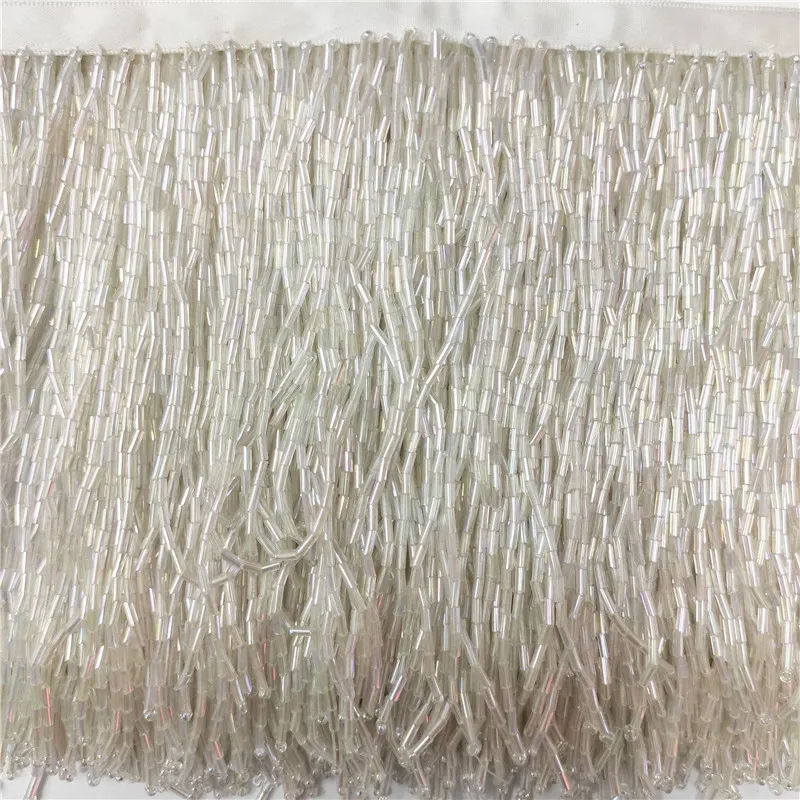 Silver Crystal Fringes Glass Beaded Fringe Tassel Trim for Garment Accessories