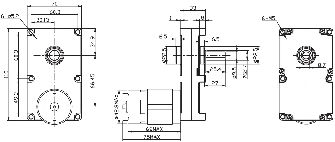 DM-95SS 775 95 мм 12v 24v 45W металлический вал цилиндрическое зубчатое колесо предназначено для уменьшения плоская коробка передач с высоким крутящим моментом 80 кг двигатель постоянного тока
