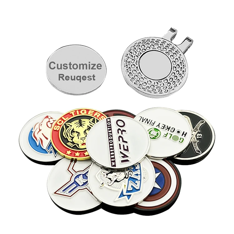 25mm blank golf strong magnetic golf ball marker hat clip bigger magnet silver wholesale accessories custom hat clips